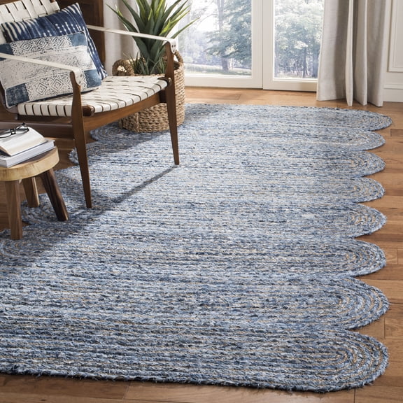 SAFAVIEH Cape Cod Nowell Striped Area Rug, Blue/Natural, 8' x 10'