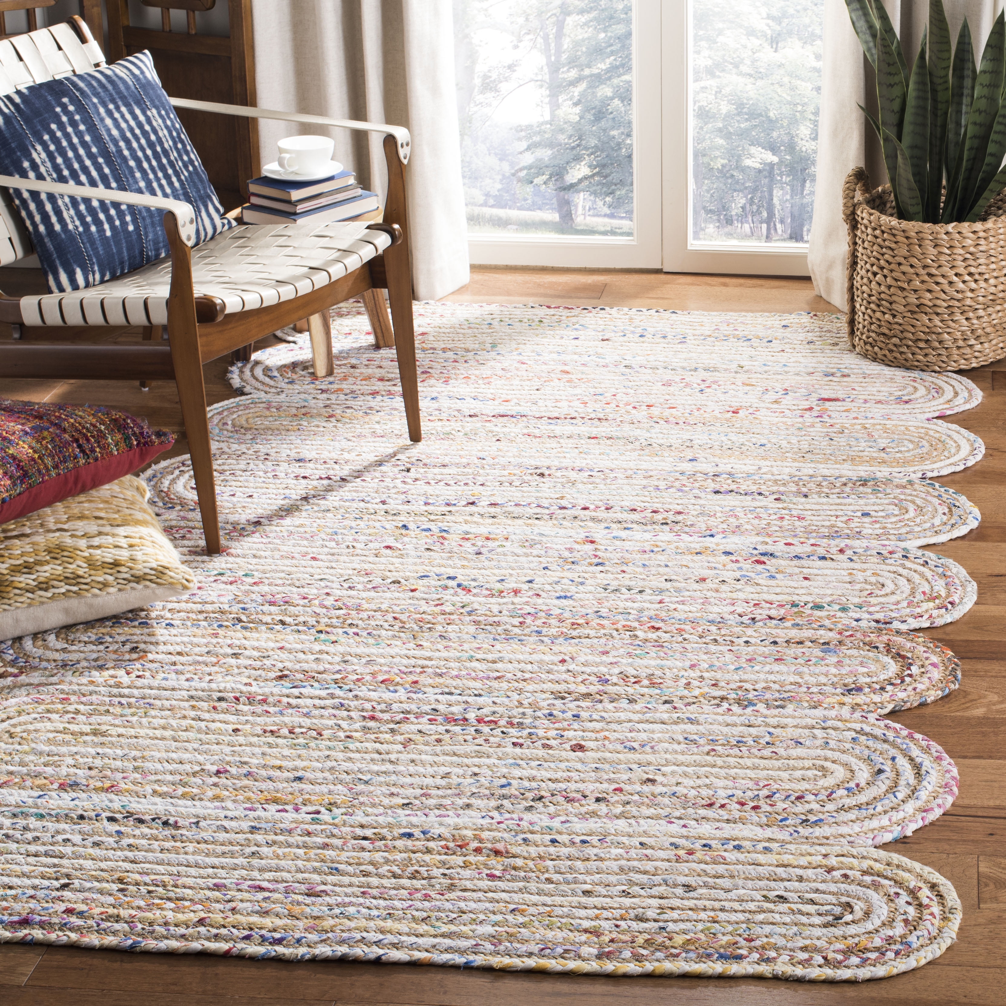 Ivory Cotton Hand-Knotted 6' Square Area Rug