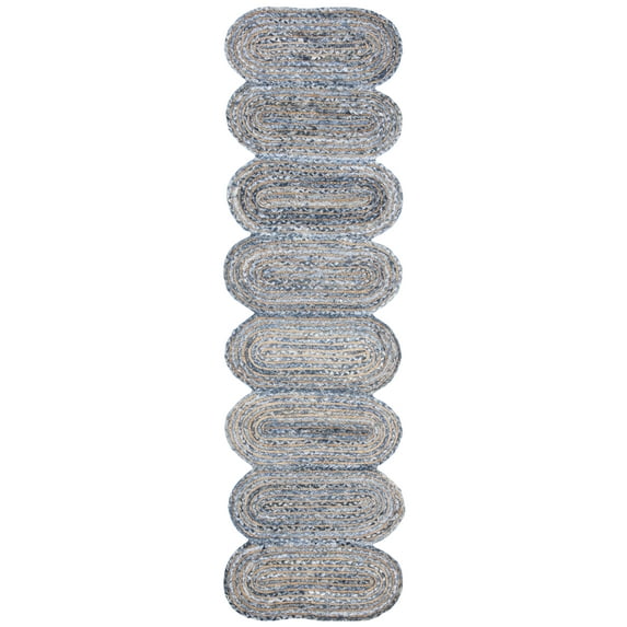 SAFAVIEH Cape Cod Nowell Striped Braided Area Rug, 2'3" x 8', Blue/Natural