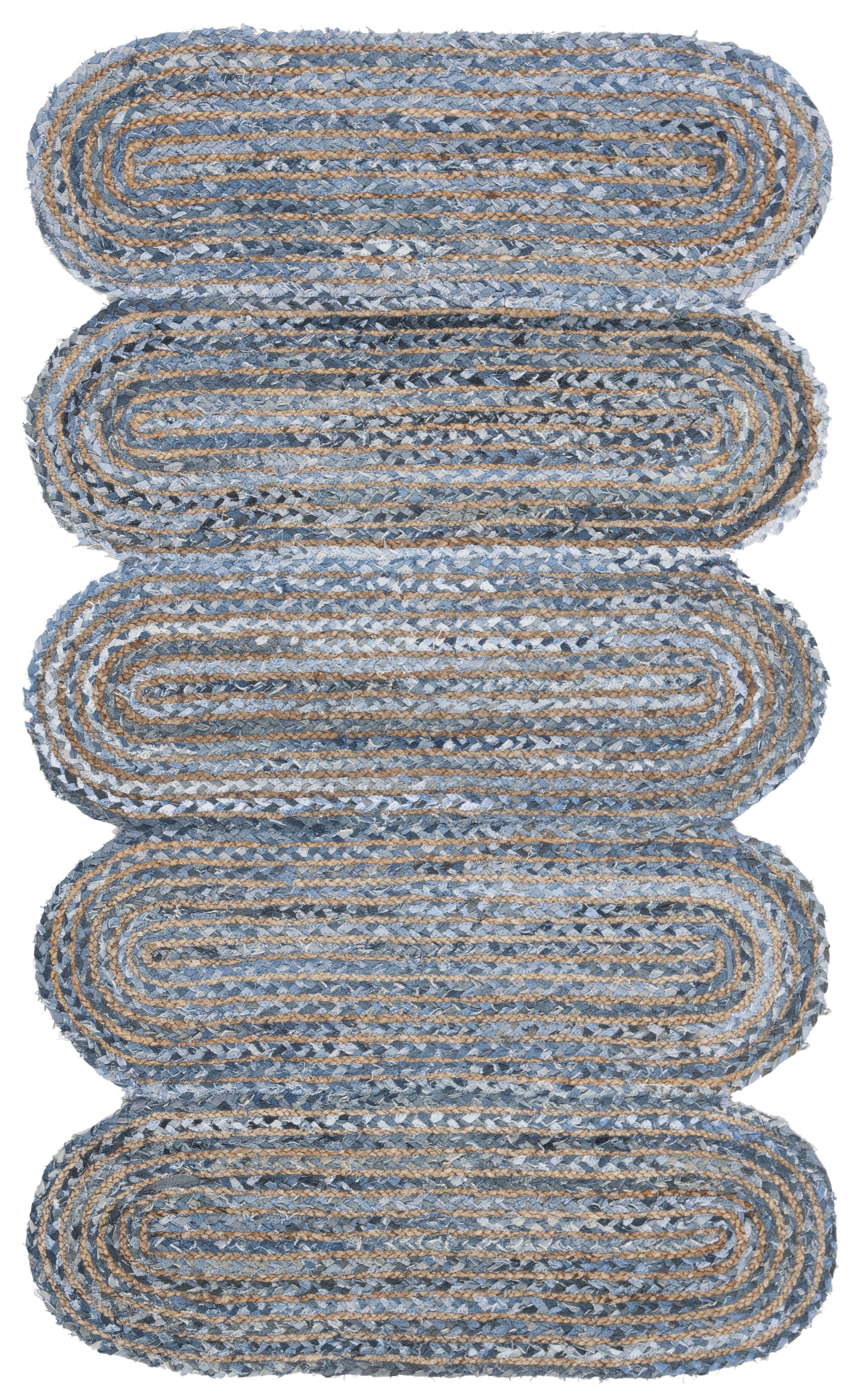 Cape Cod Blue and Natural Handwoven Rectangular Area Rug