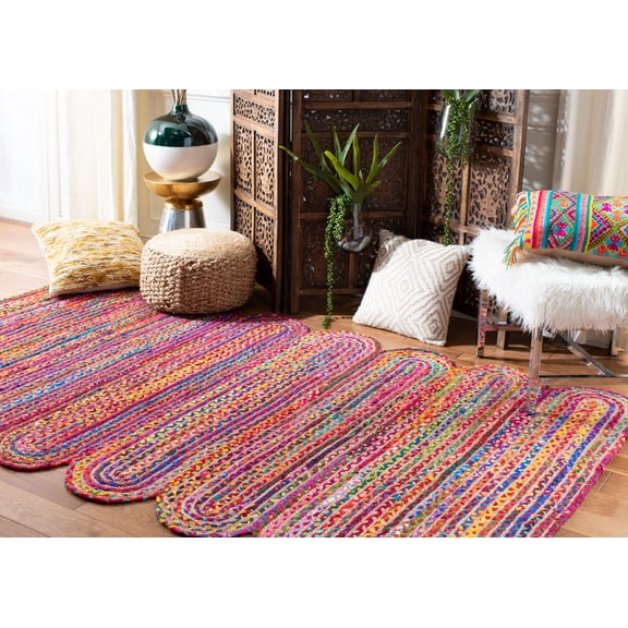 SAFAVIEH Cape Cod Nowell Striped Braided Area Rug, 8' x 10', Red/Multi