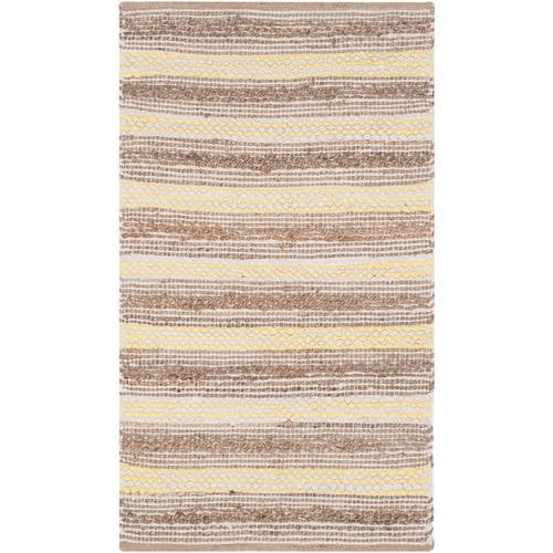 Natural Yellow Hand-Woven Jute Striped Area Rug 2'3" x 3'9"