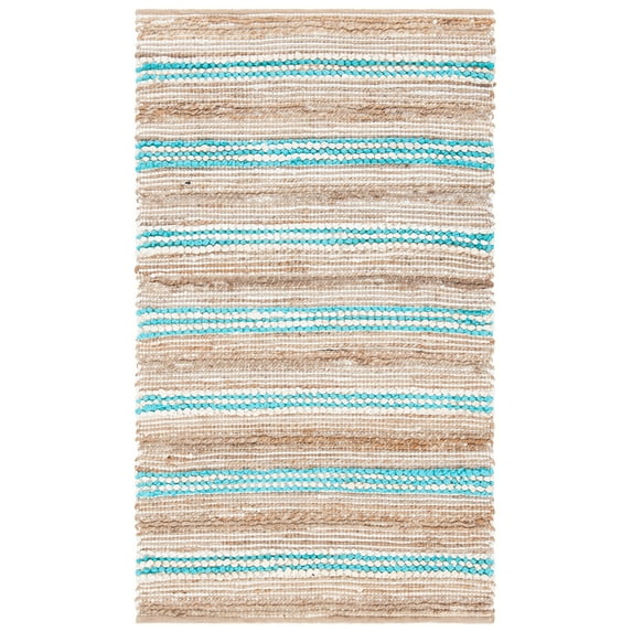 SAFAVIEH Cape Cod Paden Geometric Area Rug, Natural/Teal, 3' x 5'