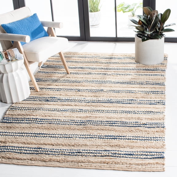 SAFAVIEH Cape Cod Paden Geometric Area Rug, Natural/Blue, 4' x 6'