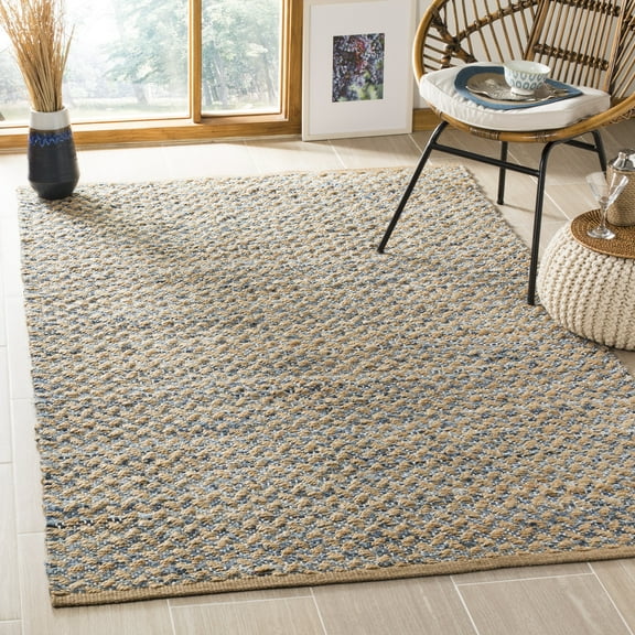 SAFAVIEH Cape Cod Phylliss Geometric Area Rug, Blue/Natural, 4' x 6'