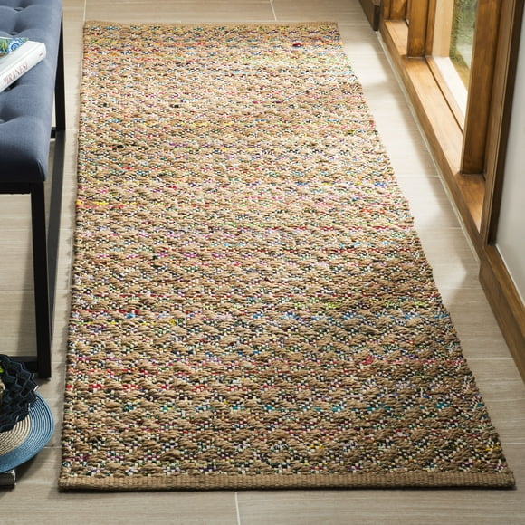 SAFAVIEH Cape Cod Phylliss Geometric Jute Area Rug, 2'3" x 8', Red/Natural