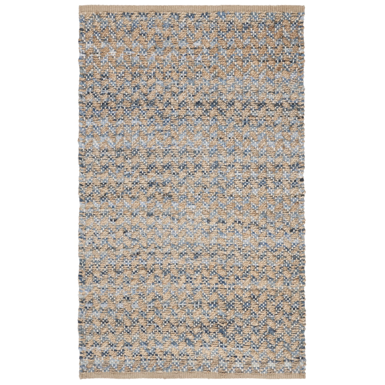 Coastal Charm Blue/Natural Hand-Knotted Jute Area Rug, 3' x 5'