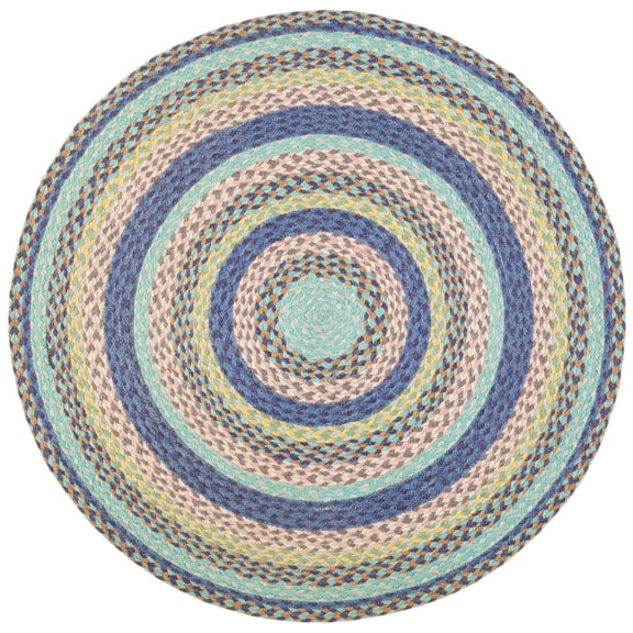 SAFAVIEH Cape Cod Robynne Geometric Area Rug, Blue/Green, 3' x 3' Round