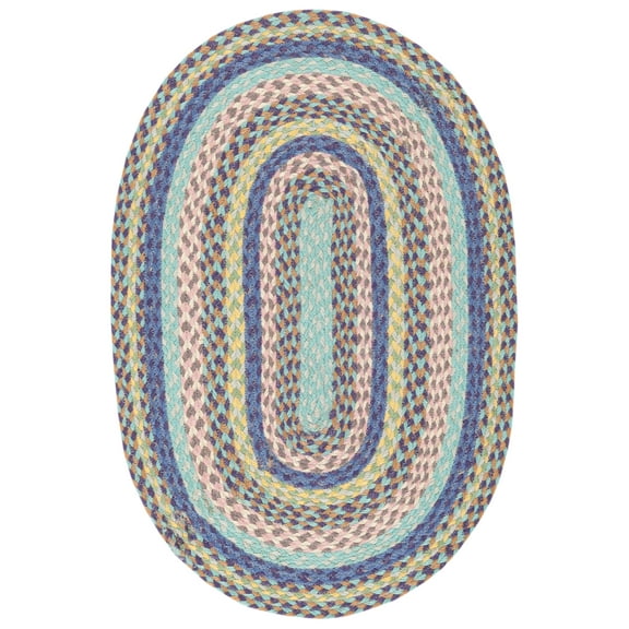 SAFAVIEH Cape Cod Robynne Geometric Area Rug, Blue/Green, 6' x 9' Oval