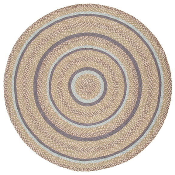 SAFAVIEH Cape Cod Robynne Geometric Area Rug, Blue/Olive, 5' x 5' Round