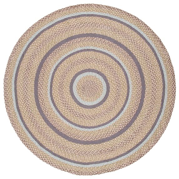 SAFAVIEH Cape Cod Robynne Geometric Area Rug, Blue/Olive, 6' x 6' Round