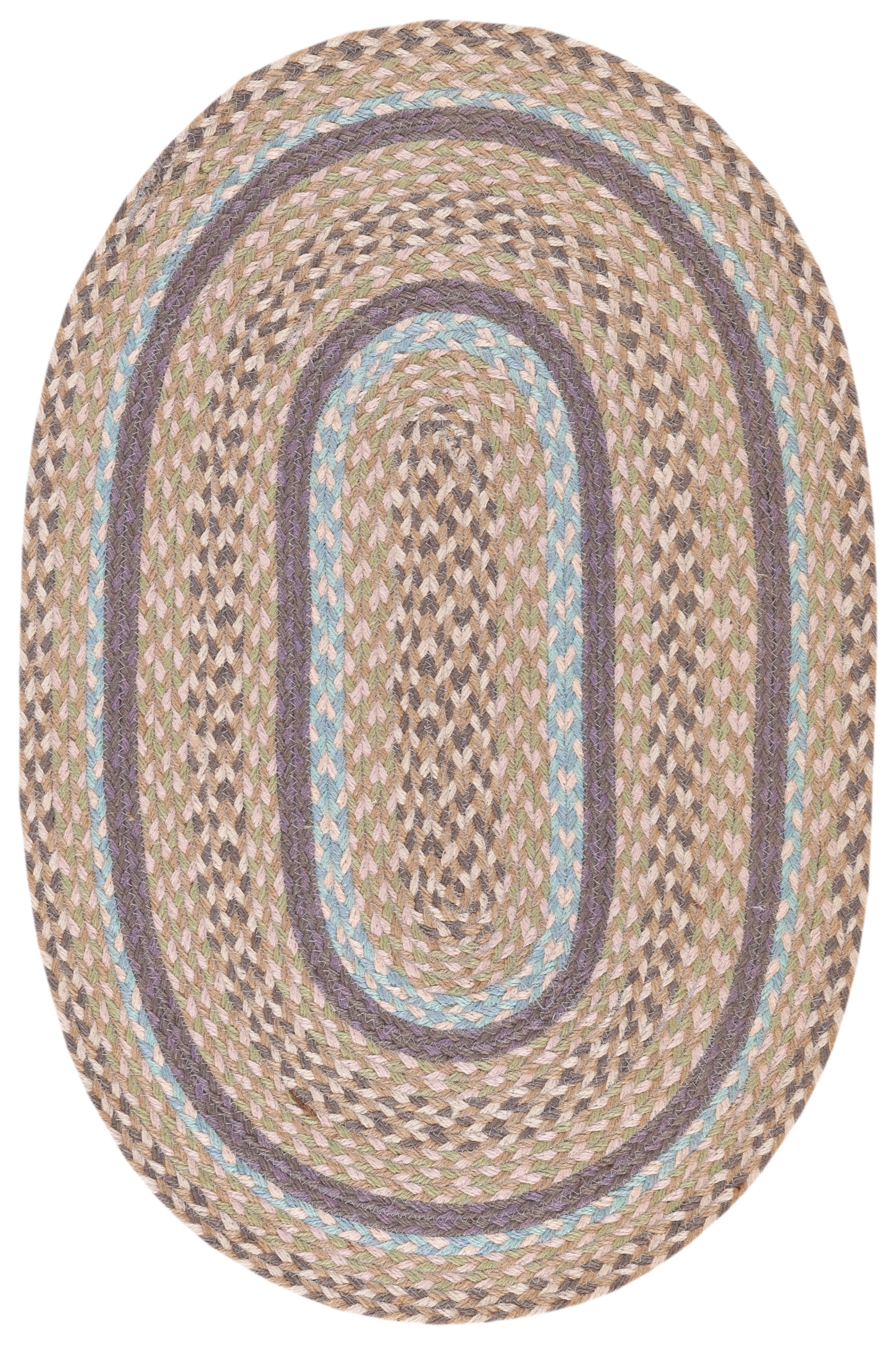 Handmade Oval Blue and Olive Jute Area Rug 6' x 9'