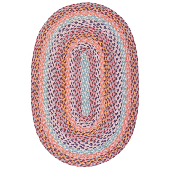 SAFAVIEH Cape Cod Robynne Geometric Area Rug, Pink/Blue, 4' x 6' Oval