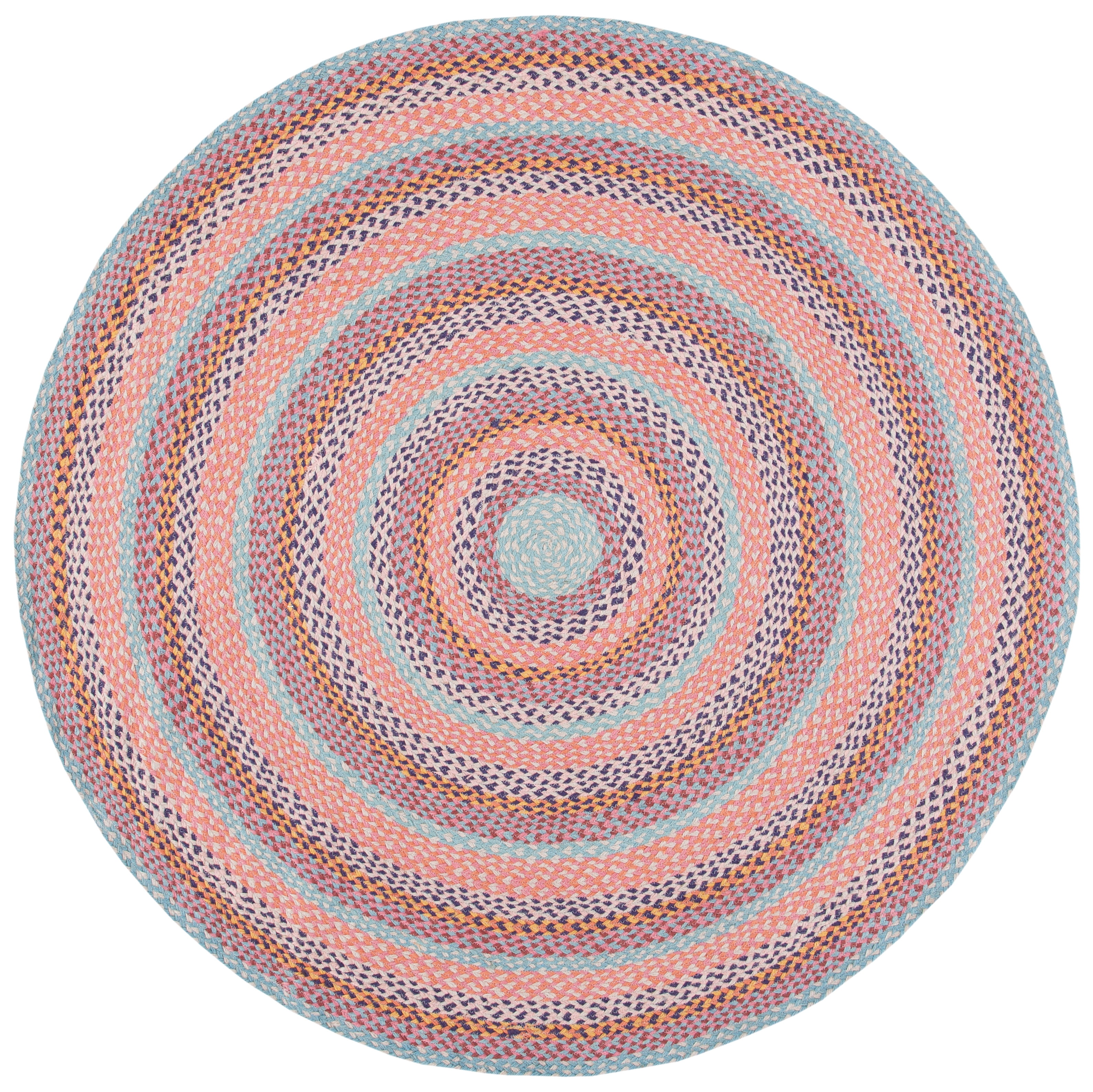 SAFAVIEH Cape Cod Robynne Geometric Area Rug, Pink/Blue, 7' x 7' Round