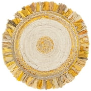SAFAVIEH Cape Cod Rosalynne Braided Area Rug, 3' x 3' Round, Gold/Natural