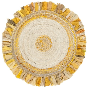 SAFAVIEH Cape Cod Rosalynne Braided Area Rug, 3' x 3' Round, Gold/Natural