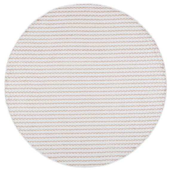 SAFAVIEH Cape Cod Rowina Wavy Striped Area Rug, Ivory/Beige, 6' x 6' Round
