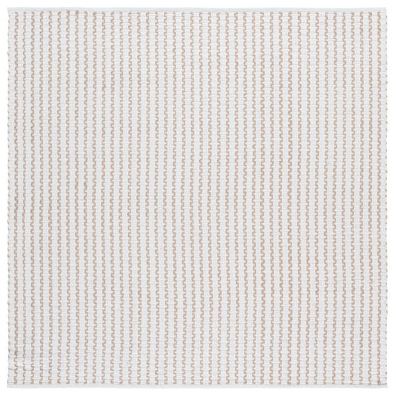 SAFAVIEH Cape Cod Rowina Wavy Striped Area Rug, Ivory/Beige, 6' x 6' Square