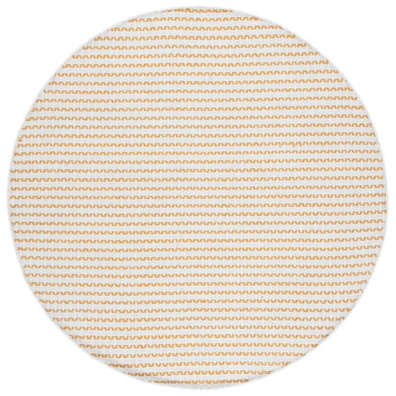 SAFAVIEH Cape Cod Rowina Wavy Striped Area Rug, Ivory/Gold, 6' x 6' Round