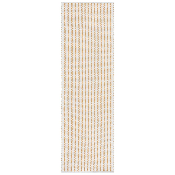 SAFAVIEH Cape Cod Rowina Wavy Striped Runner Rug, Ivory/Gold, 2'3" x 8'
