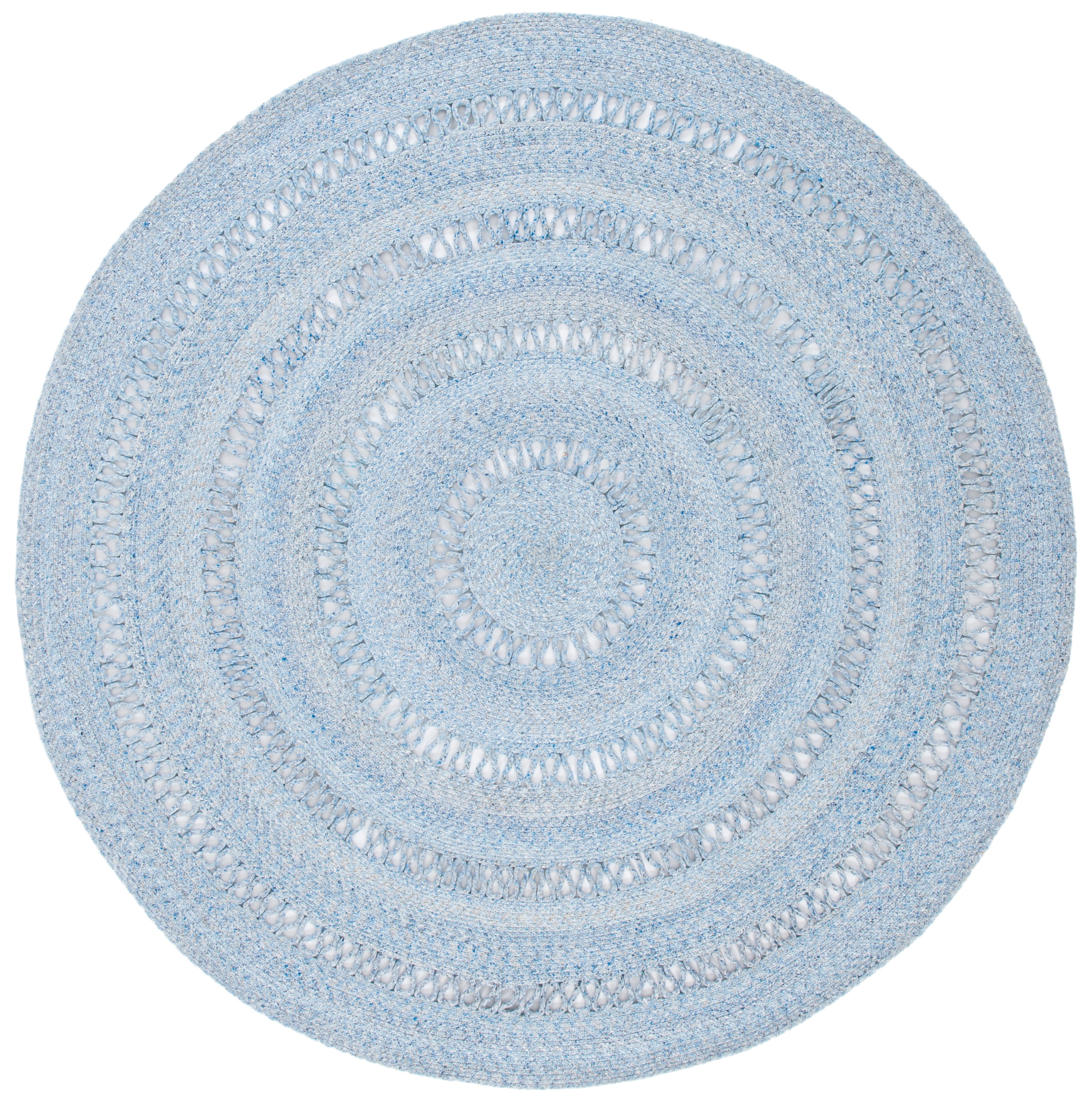 SAFAVIEH Cape Cod Salome Geometric Polyester Area Rug, Blue, 7' x 7' Round