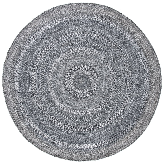 SAFAVIEH Cape Cod Salome Geometric Polyester Area Rug, Charcoal, 5' x 5' Round