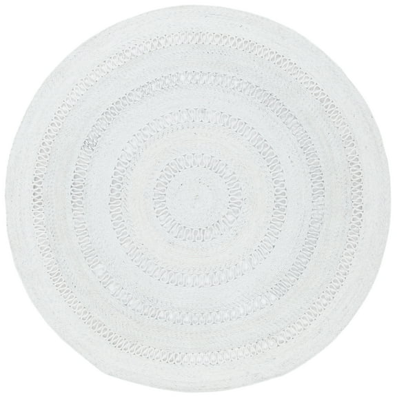 SAFAVIEH Cape Cod Salome Geometric Polyester Area Rug, Ivory, 5' x 5' Round