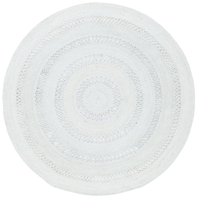 SAFAVIEH Cape Cod Salome Geometric Polyester Area Rug, Ivory, 5' x 5' Round