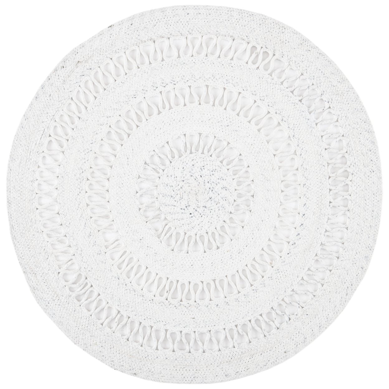 SAFAVIEH Cape Cod Salome Geometric Polyester Area Rug, Ivory, 7' x 7' Round
