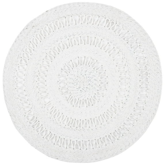SAFAVIEH Cape Cod Salome Geometric Polyester Area Rug, Ivory, 7' x 7' Round
