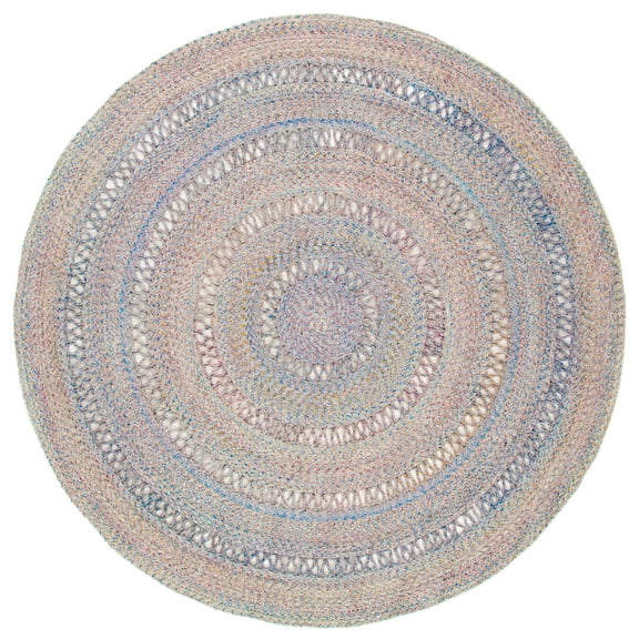 SAFAVIEH Cape Cod Salome Geometric Polyester Area Rug, Pink/Grey, 6' x 6' Round