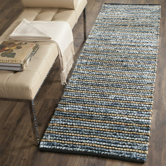 SAFAVIEH Cape Cod Signe Geometric Runner Rug, Blue/Natural, 2'3" x 10'