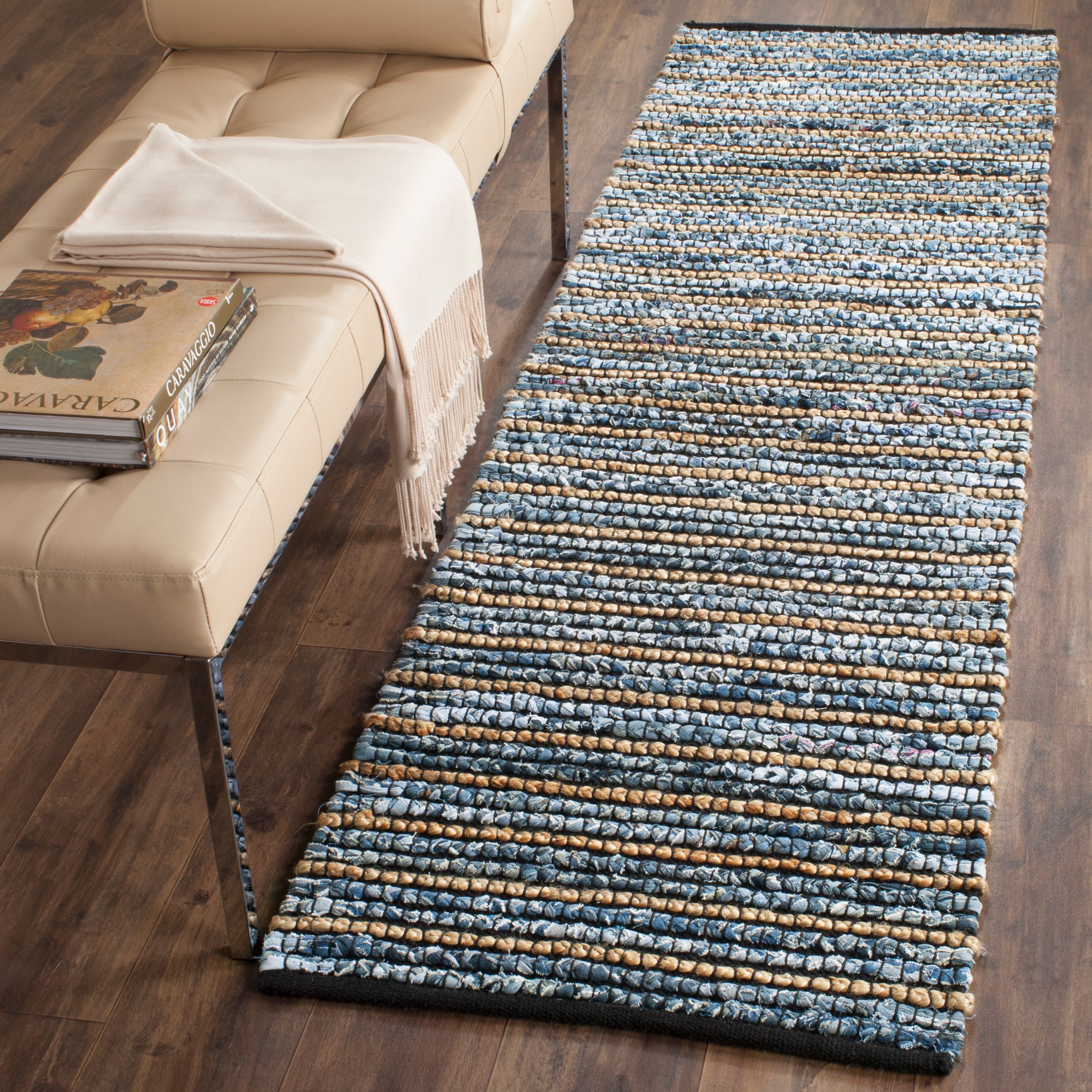 SAFAVIEH Cape Cod Signe Braided Striped Area Rug, 2'3" x 6', Blue/Natural - image 1 of 6
