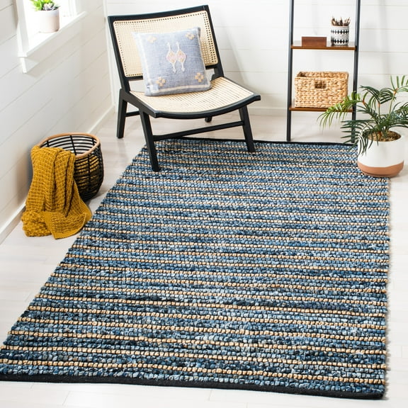 SAFAVIEH Cape Cod Signe Geometric Area Rug, Blue/Natural, 3' x 5'