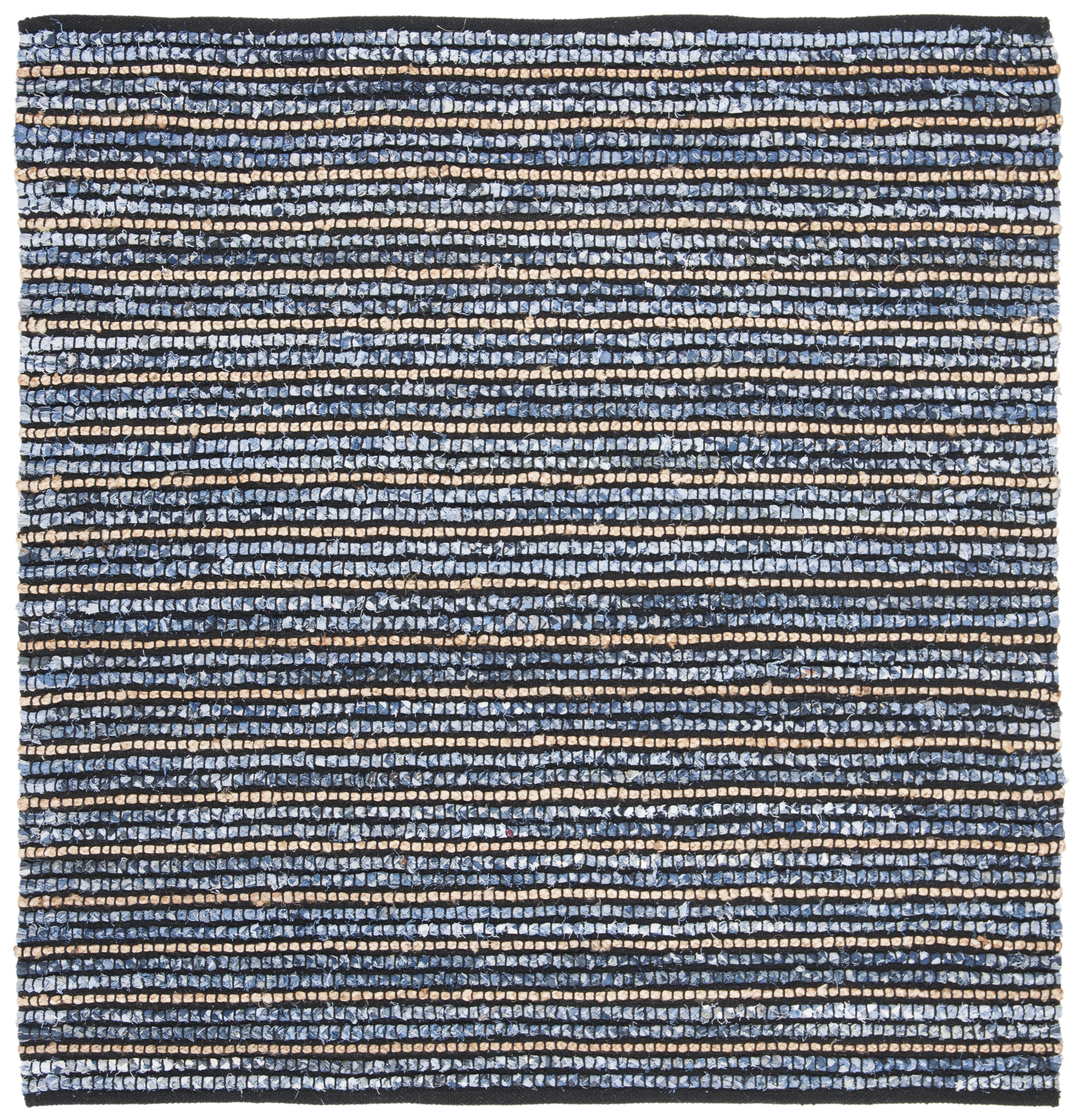 Handwoven Coastal Charm Blue Cotton 95" Square Area Rug