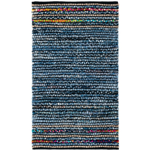 SAFAVIEH Cape Cod Summer Geometric Area Rug, Natural/Blue, 4' x 6'
