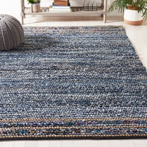 SAFAVIEH Cape Cod Summer Geometric Area Rug, Natural/Blue, 6' x 9'
