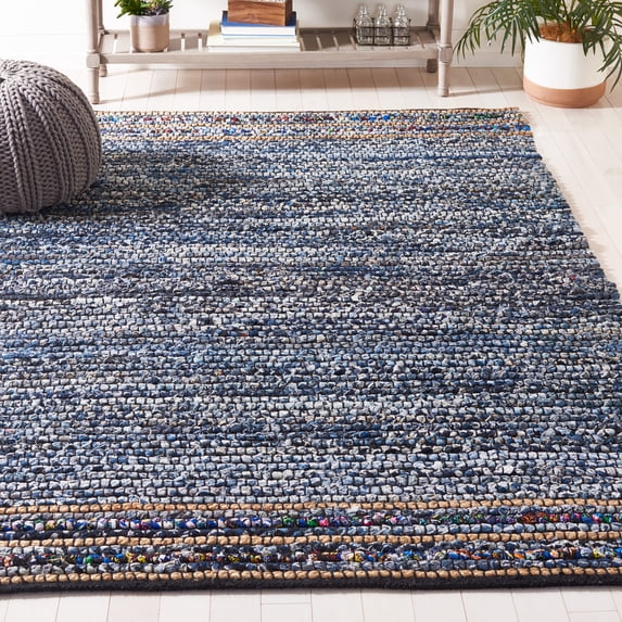 SAFAVIEH Cape Cod Summer Geometric Area Rug, Natural/Blue, 9' x 12'