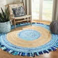 thumbnail image 1 of SAFAVIEH Cape Cod Susan Striped Area Rug, Turquoise/Natural, 4' x 4' Round, 1 of 8