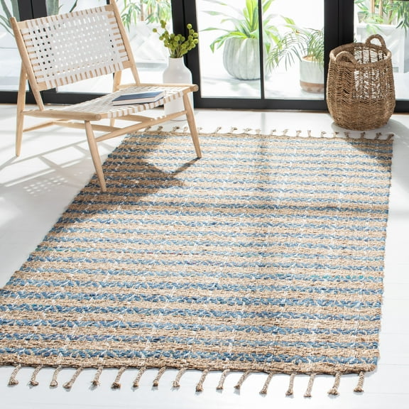 SAFAVIEH Cape Cod Valery Striped Area Rug, Blue/Natural, 8' x 10'