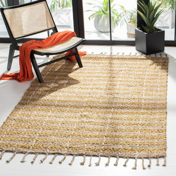 SAFAVIEH Cape Cod Valery Striped Area Rug, Gold/Natural, 3' x 5'