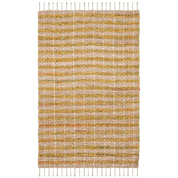 SAFAVIEH Cape Cod Valery Striped Area Rug, Gold/Natural, 6' x 6' Square