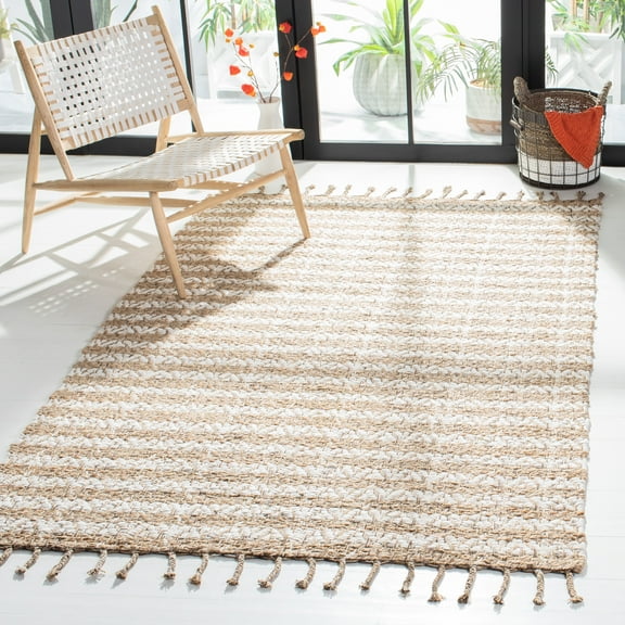 SAFAVIEH Cape Cod Valery Striped Area Rug, Ivory/Natural, 3' x 5'