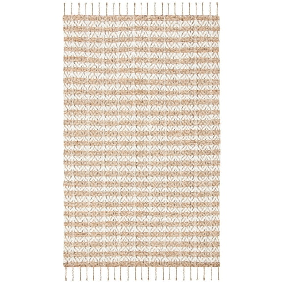 SAFAVIEH Cape Cod Valery Striped Area Rug, Ivory/Natural, 6' x 6' Square
