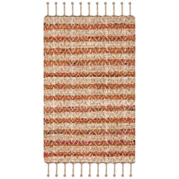 SAFAVIEH Cape Cod Valery Striped Area Rug, Orange/Natural, 3' x 5'