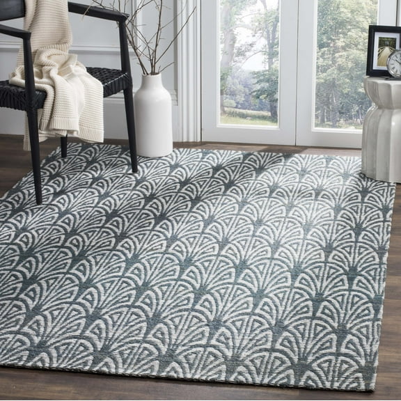 SAFAVIEH Cape Cod Vasiliki Geometric Area Rug, Slate/Ivory, 4' x 6'