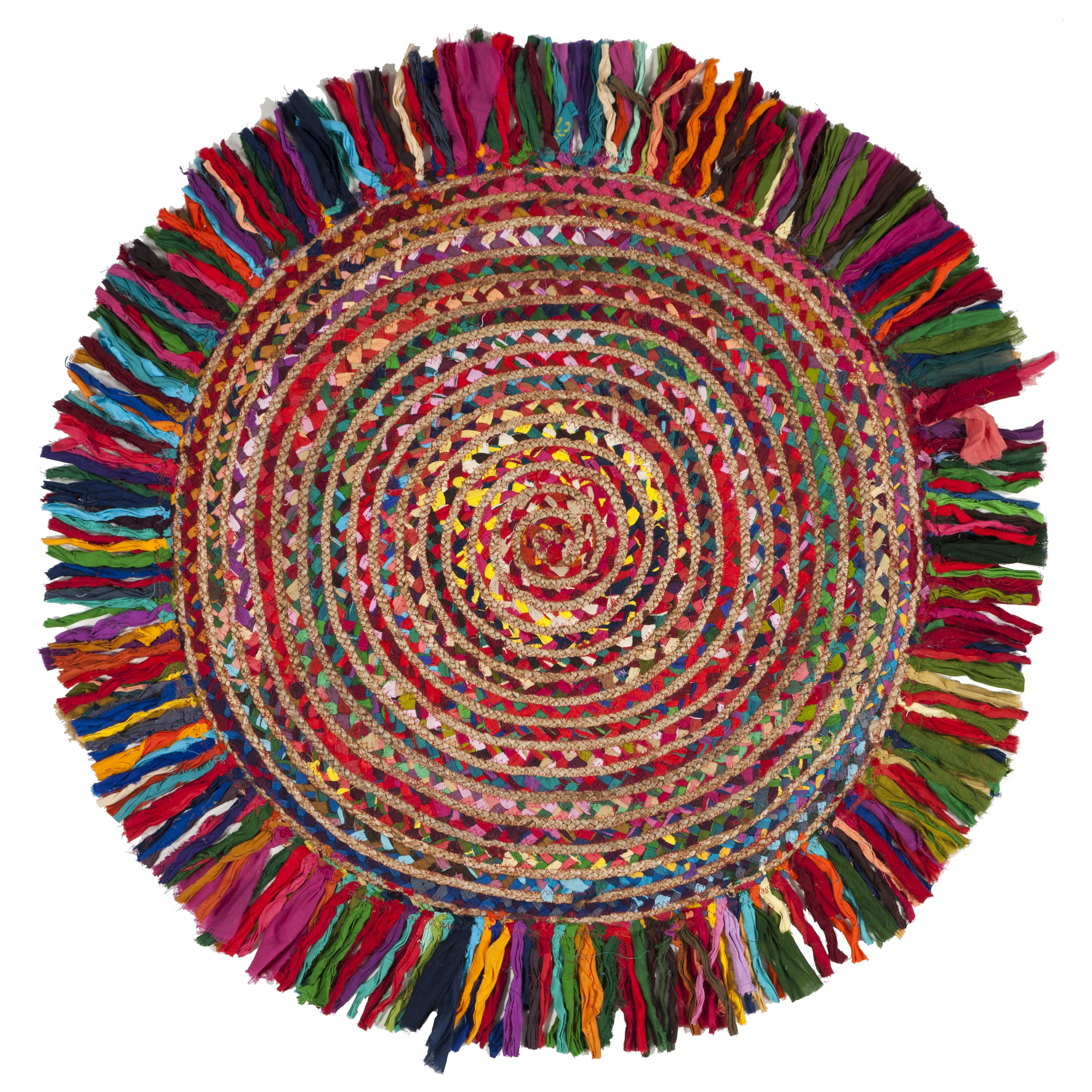 SAFAVIEH Cape Cod Victoria Braided Area Rug, 3' x 3' Round, Ivory/Red