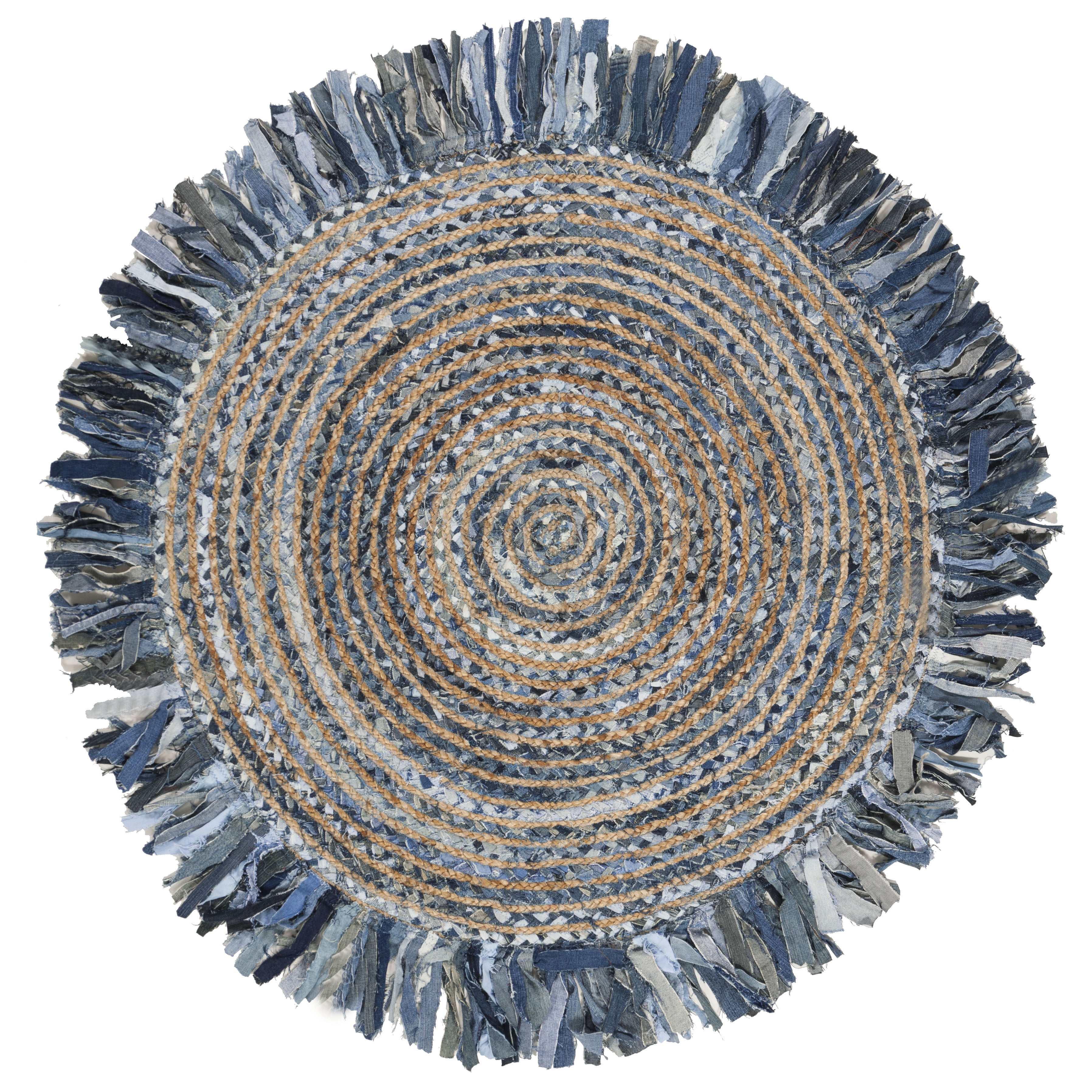 SAFAVIEH Cape Cod Victoria Braided Area Rug, 4' x 4' Round, Ivory/Denim