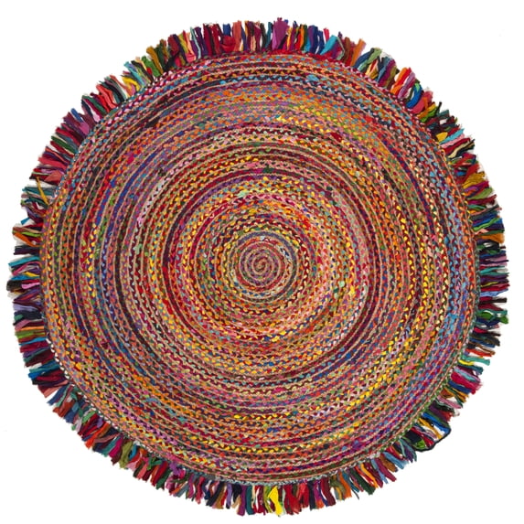 SAFAVIEH Cape Cod Victoria Braided Area Rug, 6' x 6' Round, Ivory/Red