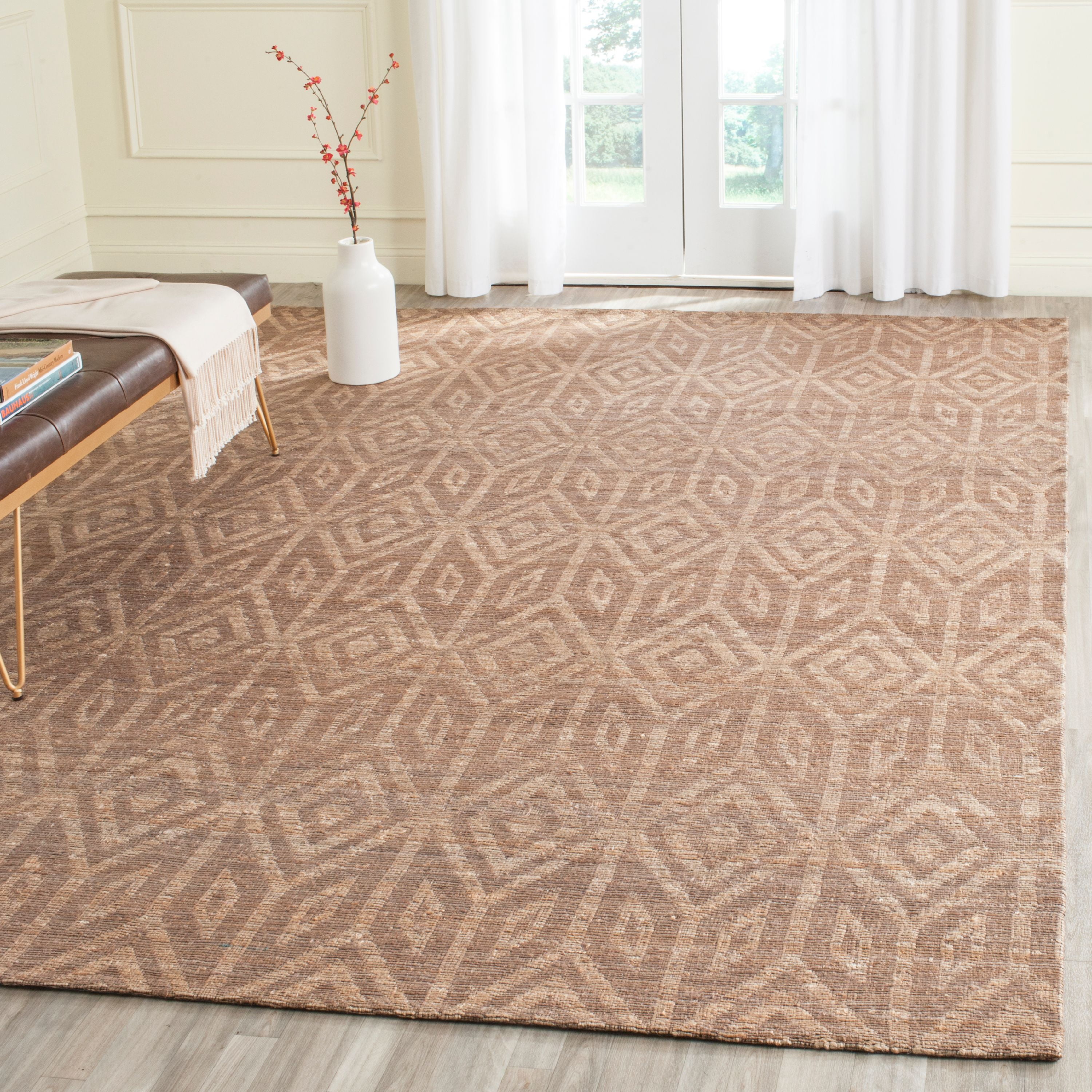 Cape Cod Camel Geometric Handwoven Cotton Area Rug 8' x 10'